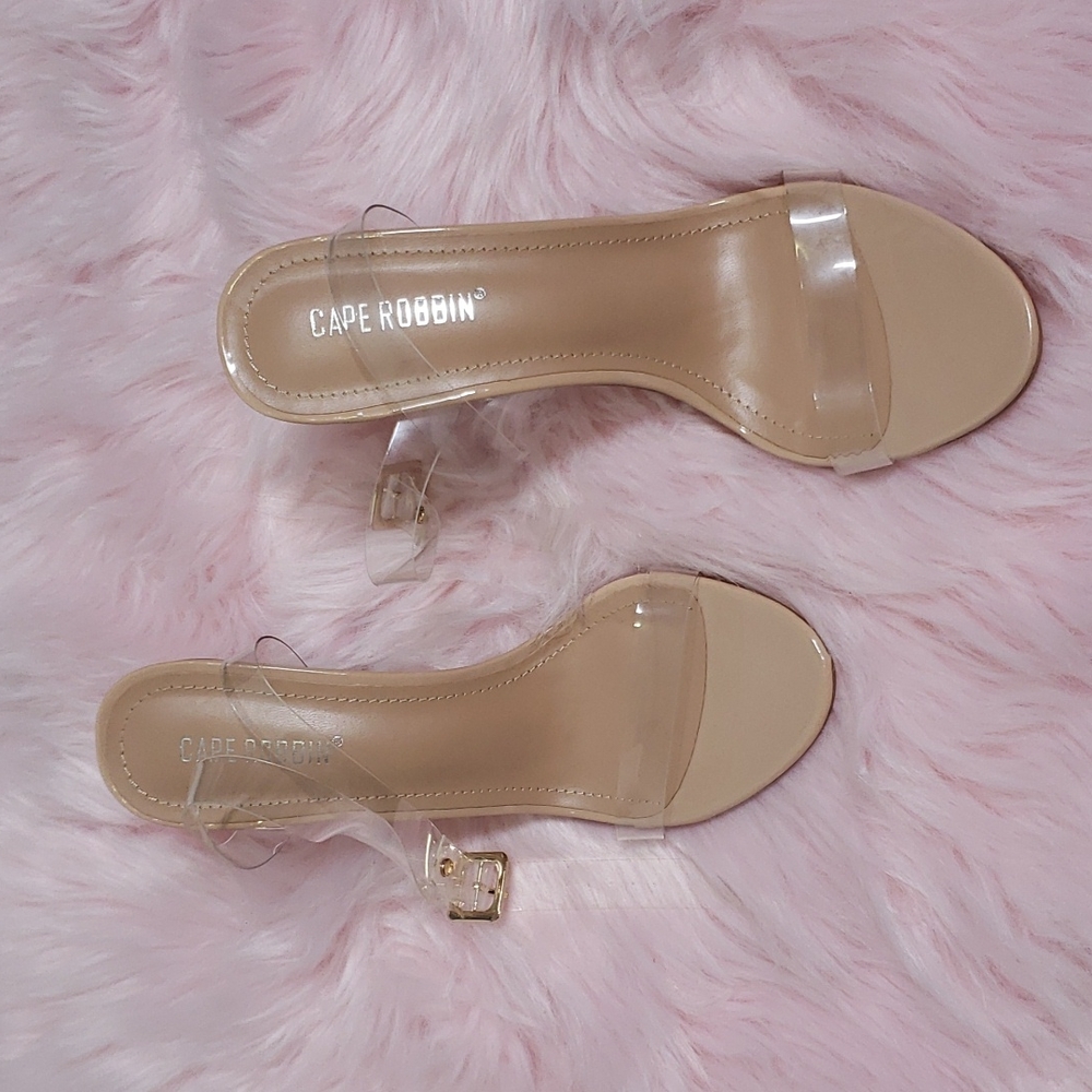Cape Robbin Clear Square Heel Nude Sandal Cinderella Fairy Size 8 - Picture 5 of 8